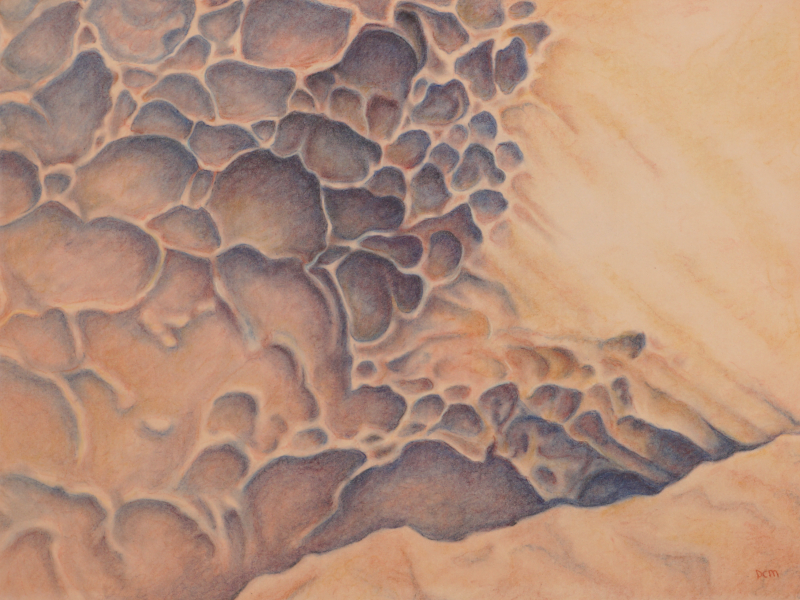 colored pencil drawing of eroded sandstone